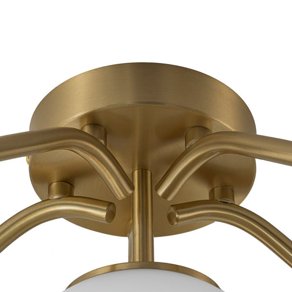 Chandelierias - Modern Brass Matte Glass Globe Sputnik Semi - Flush Mount - Semi Flush - Brass - 6 Bulbs