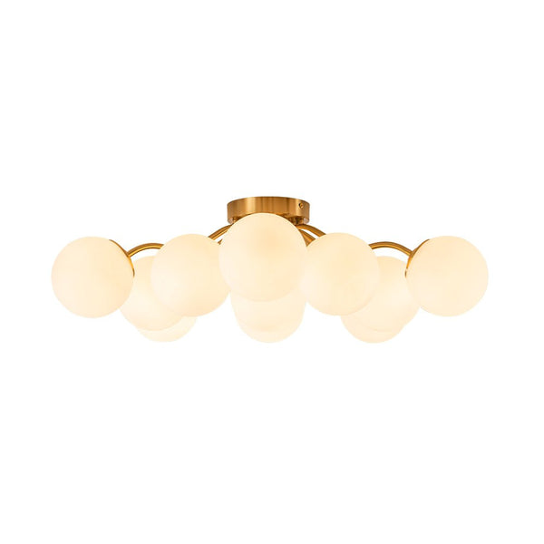 Chandelierias - Modern Brass Matte Glass Globe Sputnik Semi - Flush Mount - Semi Flush - Brass - 