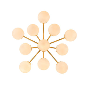 Chandelierias - Modern Brass Matte Glass Globe Sputnik Semi - Flush Mount - Semi Flush - Brass - 