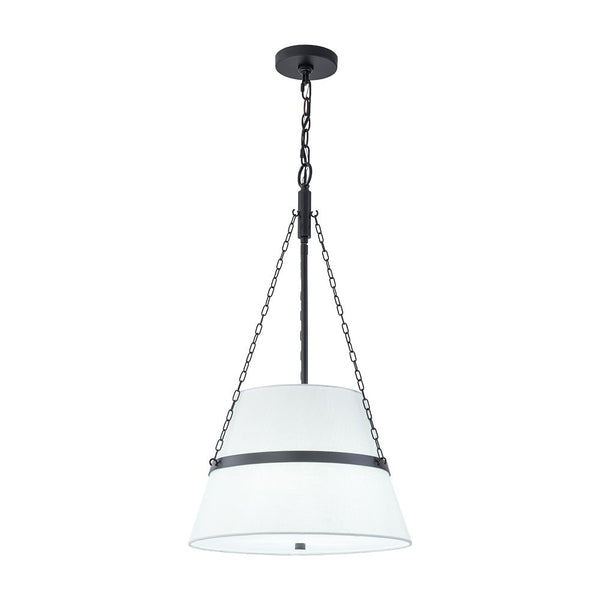Chandelierias - Modern Casual 4 - Light Conical Linen Shade Pendant - Pendant - Black - 
