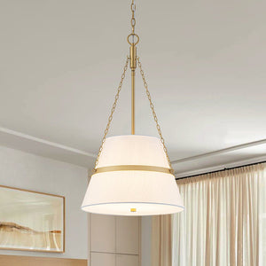 Chandelierias - Modern Casual 4 - Light Conical Linen Shade Pendant - Pendant - Brass - 