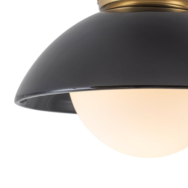 Chandelierias - Modern Ceramics 1 - Light Glass Globe Flush Mount - Semi Flush - Glaze Black - Brushed Brass - 