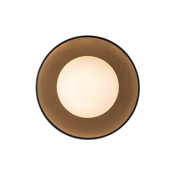 Chandelierias - Modern Ceramics 1 - Light Glass Globe Flush Mount - Semi Flush - Glaze Black - Brushed Brass - 