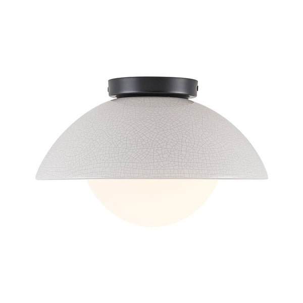 Chandelierias - Modern Ceramics 1 - Light Glass Globe Flush Mount - Semi Flush - Glaze Black - Brushed Brass - 