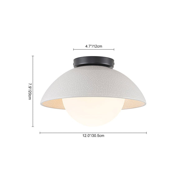 Chandelierias - Modern Ceramics 1 - Light Glass Globe Flush Mount - Semi Flush - Glaze Black - Brushed Brass - 