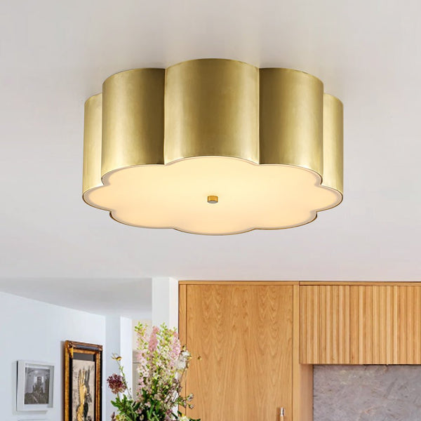Chandelierias - Modern Chic Scalloped Blossom Flower Drum Dimmable LED Flush Mount - Chandeliers - Brass - 