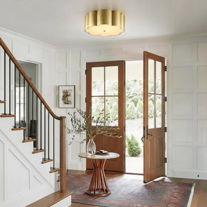 Chandelierias - Modern Chic Scalloped Blossom Flower Drum Dimmable LED Flush Mount - Chandeliers - Brass - 