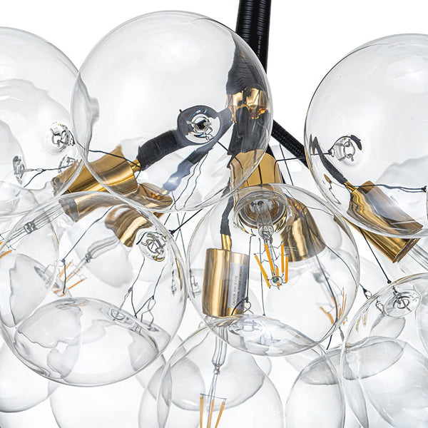 Chandelierias - Modern Clear Glass Bubble Cluster Chandelier - Chandelier - Black - 4 Bulbs