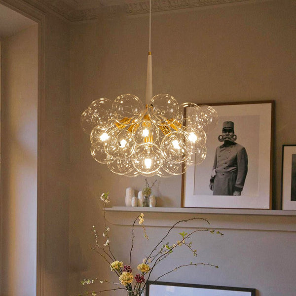 Chandelierias-Modern Clear Glass Bubble Cluster Chandelier-Chandelier-White-6 Bulbs