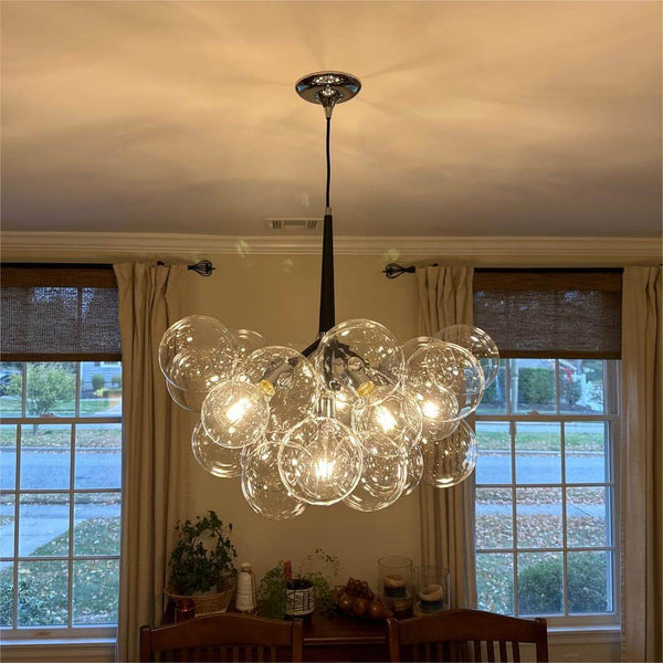 Chandelierias - Modern Clear Glass Cluster Bubble Chandelier - Chandelier - Black - 6 Bulbs