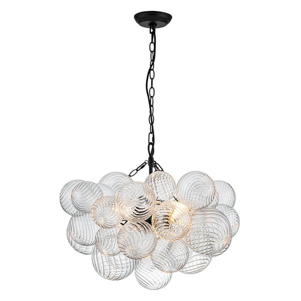 Chandelierias - Modern Decorative Swirled Glass Cluster Bubble Chandelier - Chandelier - 3 Bulbs - Black