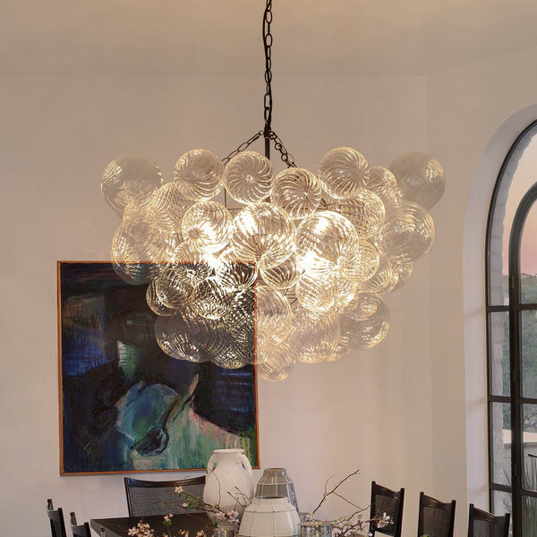 Chandelierias-Modern Decorative Swirled Glass Cluster Bubble Chandelier-Chandelier-8 Bulbs-Black