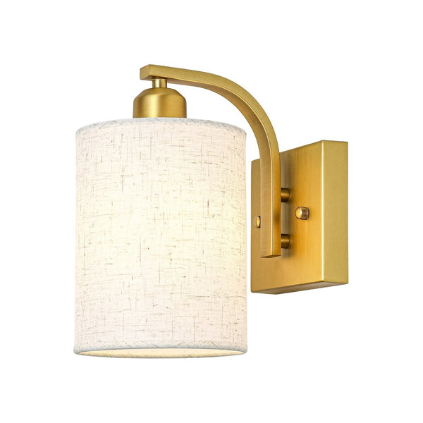 Chandelierias-Modern Farmhouse 1-Light Cylindrical Textured Linen Fabric Wall Sconce-Wall Light-Black-