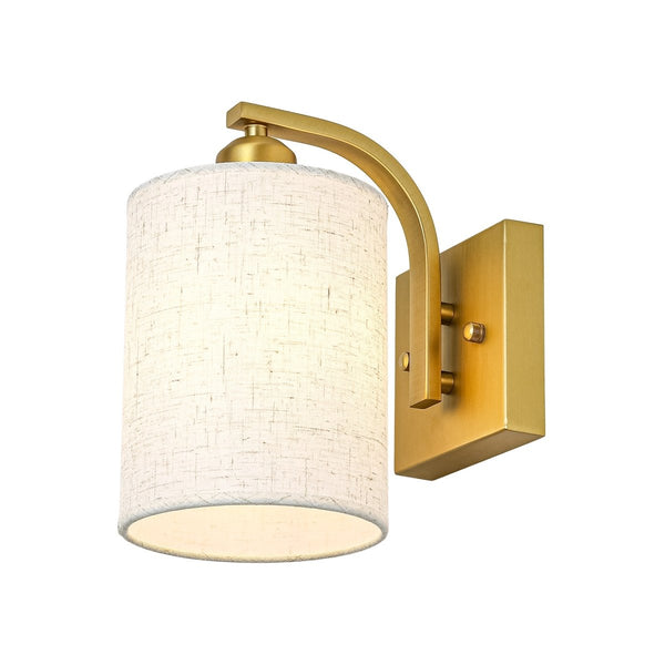 Chandelierias-Modern Farmhouse 1-Light Cylindrical Textured Linen Fabric Wall Sconce-Wall Light-Black-