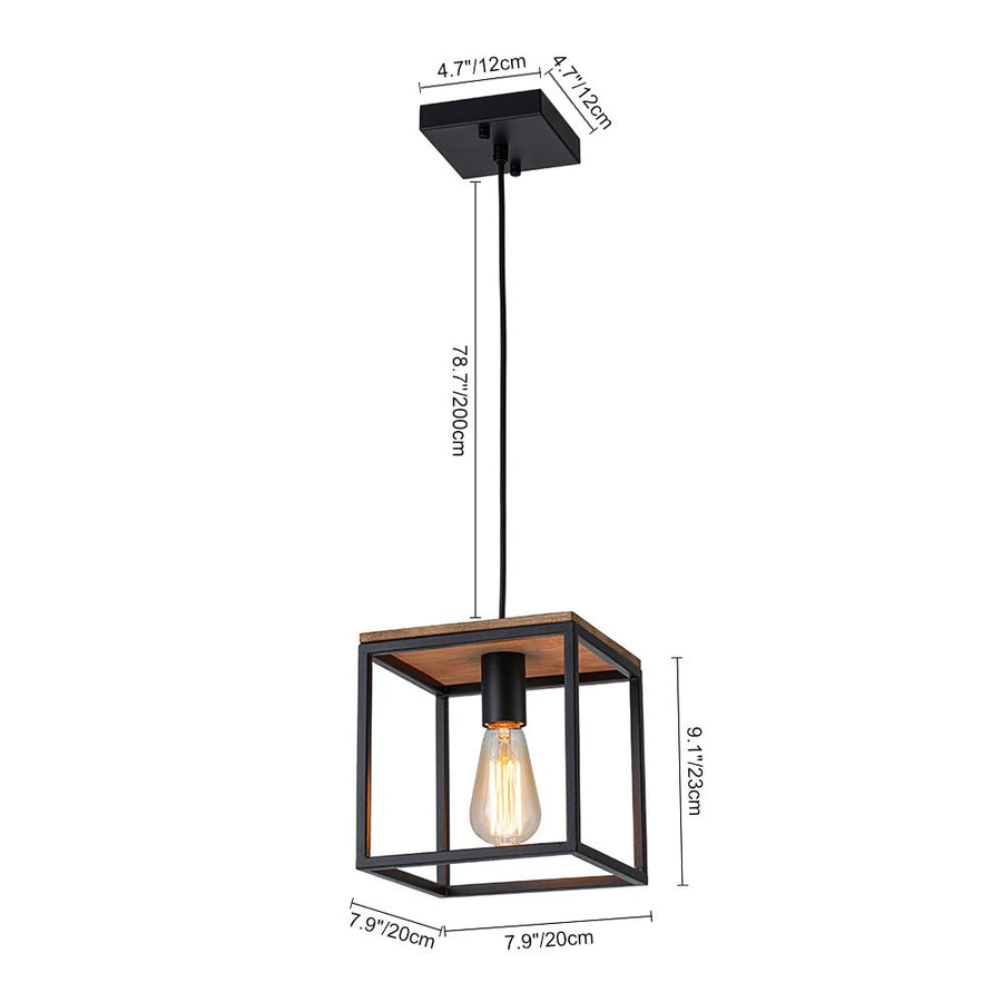 Chandelierias - Modern Farmhouse 1 - Light Square Cage Mini Pendant - Pendant - 1 Pack - 