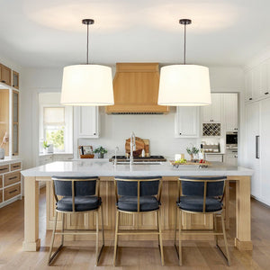 Chandelierias - Modern Farmhouse 3 - Light Flare - shape Drum Fabric Pendant - Pendants - 19.7 in - 