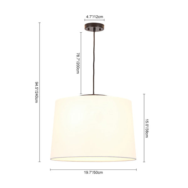 Chandelierias - Modern Farmhouse 3 - Light Flare - shape Drum Fabric Pendant - Pendants - 19.7 in - 