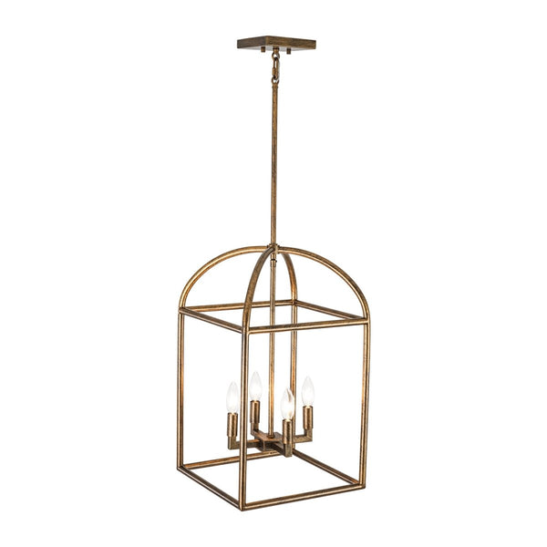 Chandelierias-Modern Farmhouse 4-Light Wrought Iron Geometric Cage Pendant-Pendants-13.0 in-