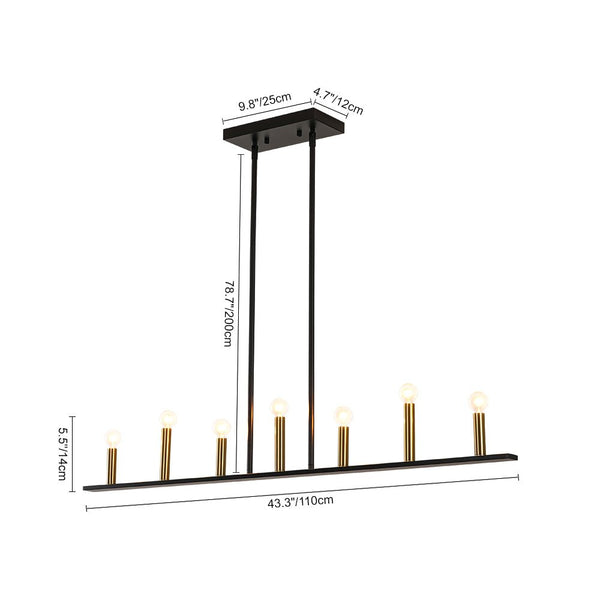 Chandelierias - Modern Farmhouse 7 - Light Uneven Linear Chandelier - Chandeliers - Brass & Black - 