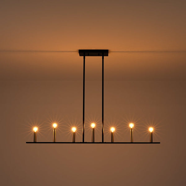 Chandelierias - Modern Farmhouse 7 - Light Uneven Linear Chandelier - Chandeliers - Brass & Black - 