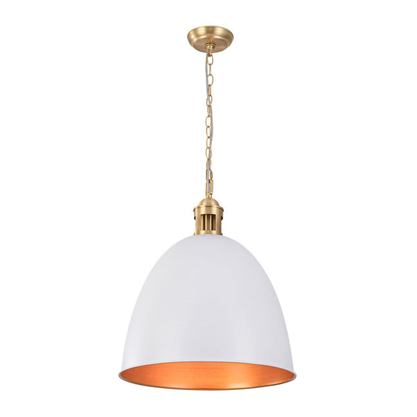 Chandelierias - Modern Farmhouse Bullet 1 - Light Metal Dome Pendant - Pendants - White - 