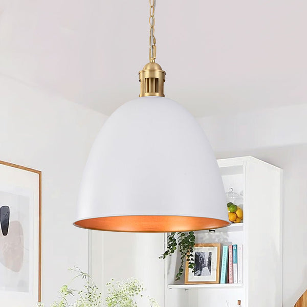 Chandelierias - Modern Farmhouse Bullet 1 - Light Metal Dome Pendant - Pendants - White - 