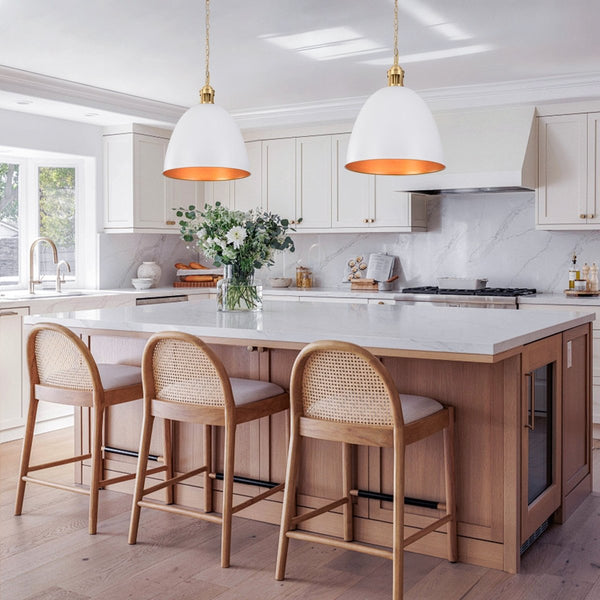 Chandelierias - Modern Farmhouse Bullet 1 - Light Metal Dome Pendant - Pendants - White - 