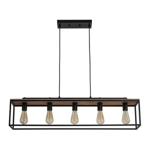 Chandelierias - Modern Farmhouse Rectangular Wood 5 - Light Caged Chandelier - Chandelier - 5 - Light - 