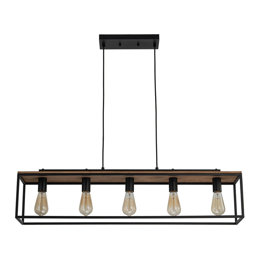 Chandelierias - Modern Farmhouse Rectangular Wood 5 - Light Caged Chandelier - Chandelier - 5 - Light - 