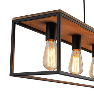 Chandelierias - Modern Farmhouse Rectangular Wood 5 - Light Caged Chandelier - Chandelier - 5 - Light - 