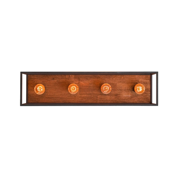 Chandelierias - Modern Farmhouse Wood Rectangle Cage Semi - Flush Mount - Semi Flush - Black - 4 Bulbs