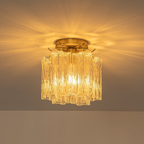 Chandelierias-Modern Glam 1-Light Tronchi Murano Glass Stacked Semi-flush Mount-Semi Flush-Brushed Brass-