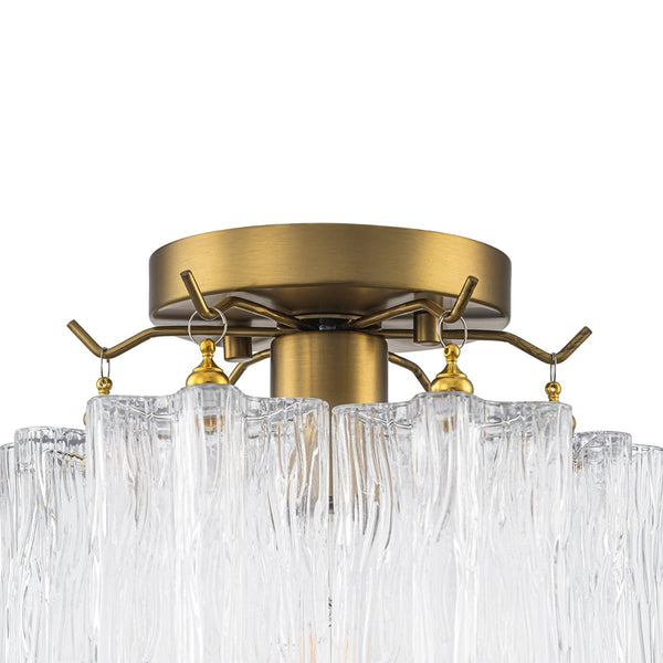Chandelierias-Modern Glam 1-Light Tronchi Murano Glass Stacked Semi-flush Mount-Semi Flush-Brushed Brass-