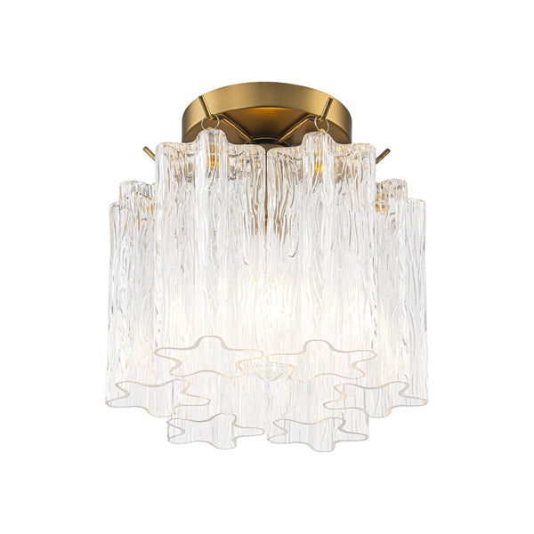 Chandelierias-Modern Glam 1-Light Tronchi Murano Glass Stacked Semi-flush Mount-Semi Flush-Brushed Brass-