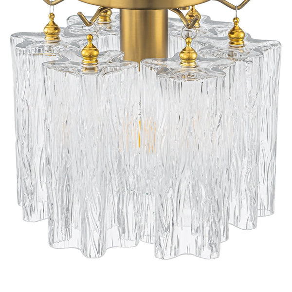 Chandelierias-Modern Glam 1-Light Tronchi Murano Glass Stacked Semi-flush Mount-Semi Flush-Brushed Brass-