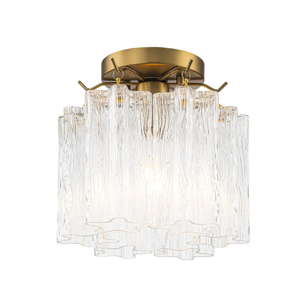 Chandelierias-Modern Glam 1-Light Tronchi Murano Glass Stacked Semi-flush Mount-Semi Flush-Brushed Brass-