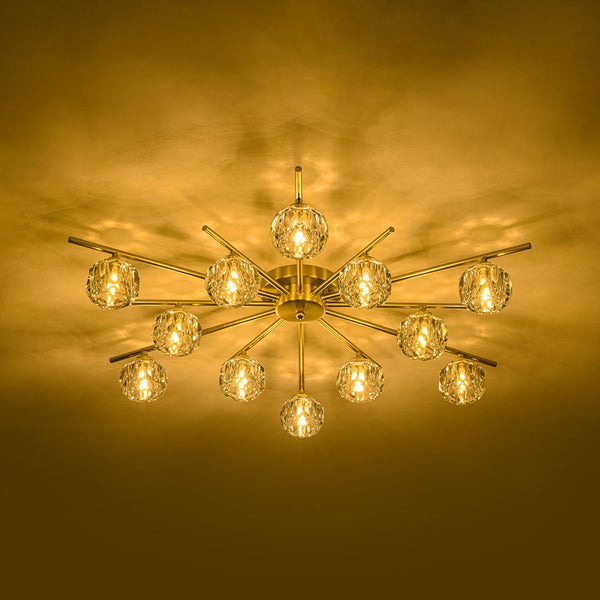 Chandelierias-Modern Glam 12-Light Blooming Firework Faceted Crystal Satellite Semi-Flush Mount-Semi Flush-37.4 in.-