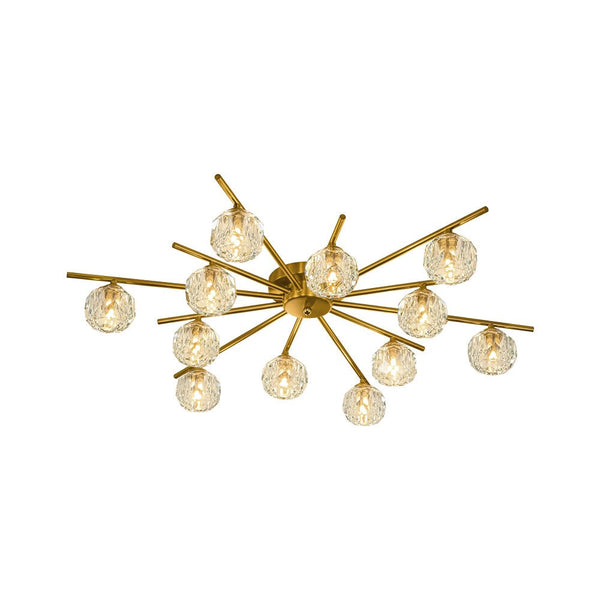 Chandelierias-Modern Glam 12-Light Blooming Firework Faceted Crystal Satellite Semi-Flush Mount-Semi Flush-37.4 in.-