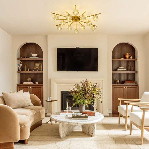 Chandelierias-Modern Glam 12-Light Blooming Firework Faceted Crystal Satellite Semi-Flush Mount-Semi Flush-37.4 in.-