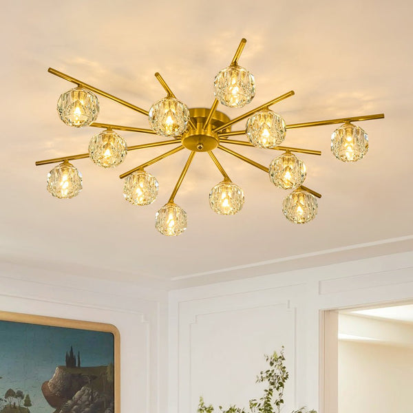 Chandelierias-Modern Glam 12-Light Blooming Firework Faceted Crystal Satellite Semi-Flush Mount-Semi Flush-37.4 in.-