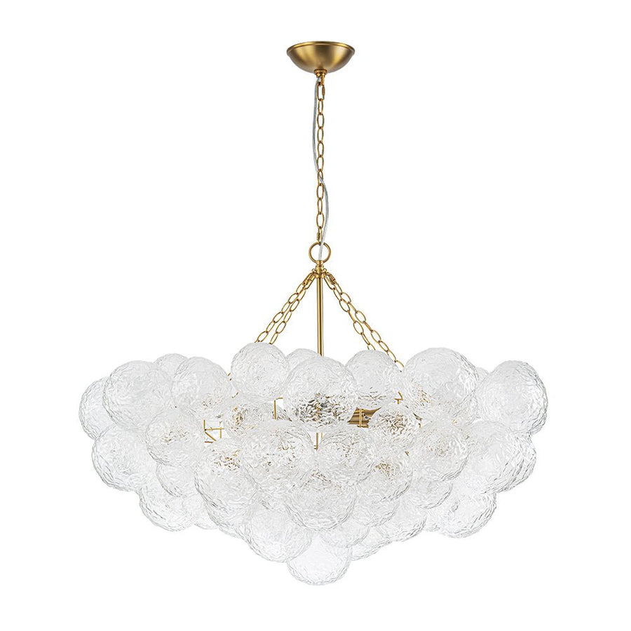 Chandelierias - Modern Glam 15 - Light Water Patterned Glass Bubble Chandelier - Chandelier - Brushed Brass - 