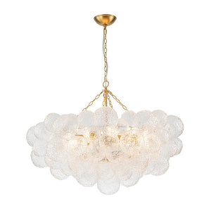 Chandelierias - Modern Glam 15 - Light Water Patterned Glass Bubble Chandelier - Chandelier - Brushed Brass - 