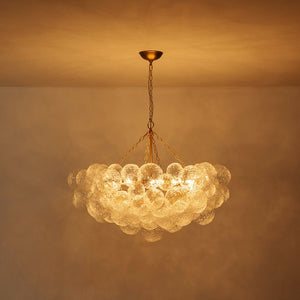 Chandelierias - Modern Glam 15 - Light Water Patterned Glass Bubble Chandelier - Chandelier - Brushed Brass - 