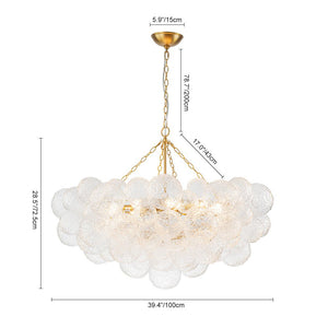 Chandelierias - Modern Glam 15 - Light Water Patterned Glass Bubble Chandelier - Chandelier - Brushed Brass - 