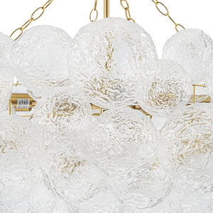 Chandelierias - Modern Glam 15 - Light Water Patterned Glass Bubble Chandelier - Chandelier - Brushed Brass - 