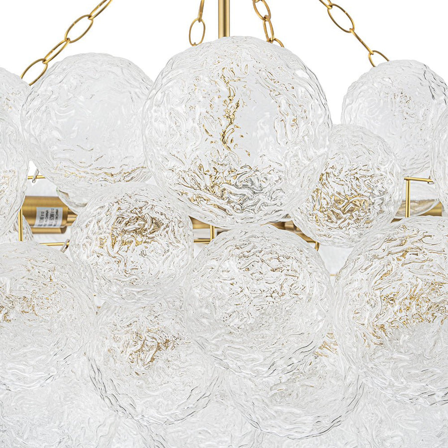 Chandelierias - Modern Glam 15 - Light Water Patterned Glass Bubble Chandelier - Chandelier - Brushed Brass - 