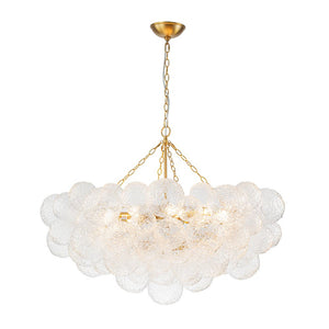 Chandelierias - Modern Glam 15 - Light Water Patterned Glass Bubble Chandelier - Chandelier - Brushed Brass - 