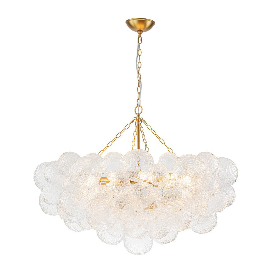 Chandelierias - Modern Glam 15 - Light Water Patterned Glass Bubble Chandelier - Chandelier - Brushed Brass - 