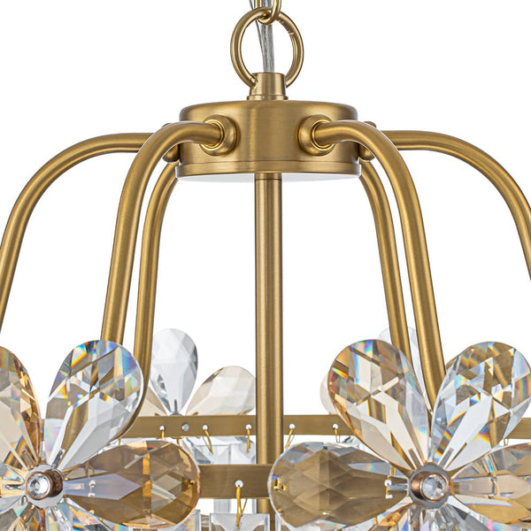 Chandelierias - Modern Glam 6 - Light Floral Crystal Drum Pendant - Chandeliers - Brass - 