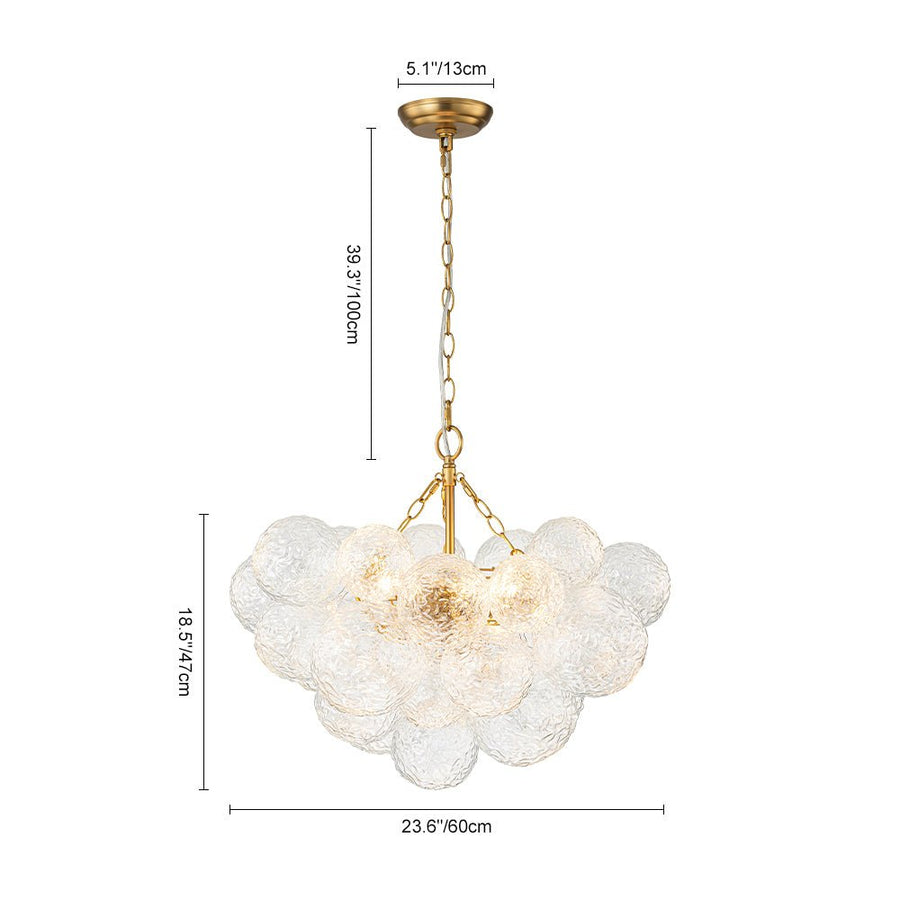 Chandelierias - Modern Glam Water Patterned Glass Bubble Chandelier - Chandelier - Brass - 3 Bulbs